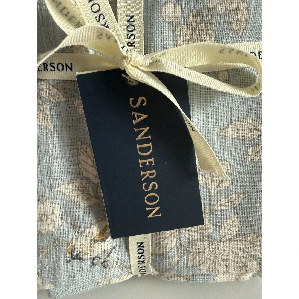 Sanderson Fabric Napkins Blue Floral Chinoiserie 100% Cotton 20x20